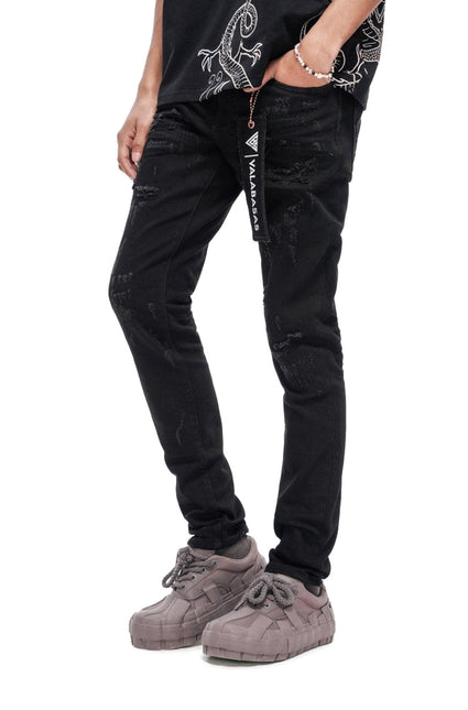 Valabasas Collage Skinny Denim Jet Black - Jet Black