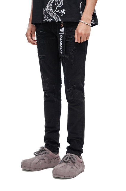 Valabasas Collage Skinny Denim Jet Black - Jet Black