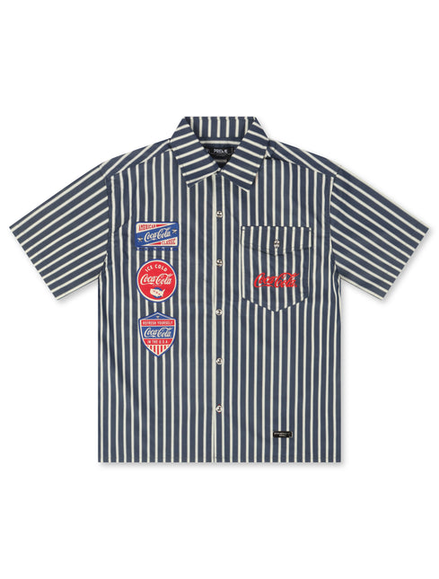 Preme Denim Coca Cola Mechanic Shirt - Navy Striped