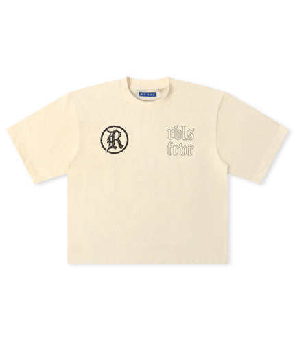 Rebel Denim Developmental Saints Cropped Tee - Cream