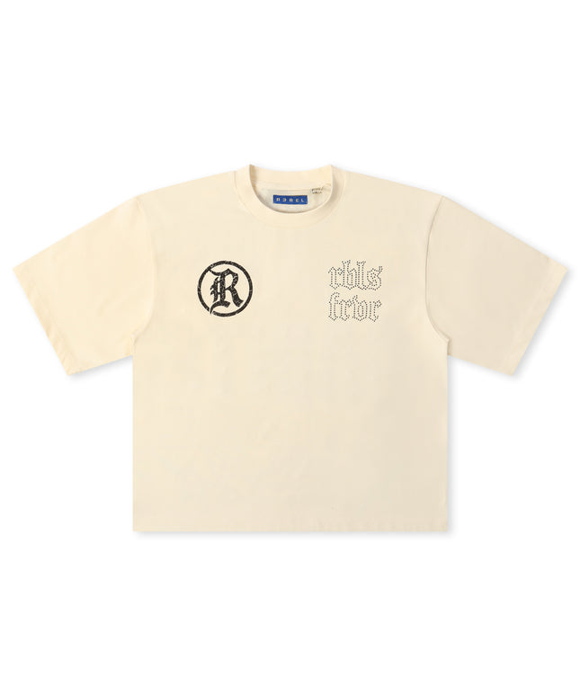 Rebel Denim Developmental Saints Cropped Tee - Cream