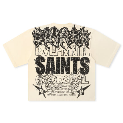 Rebel Denim Developmental Saints Cropped Tee - Cream - Denim Exchange