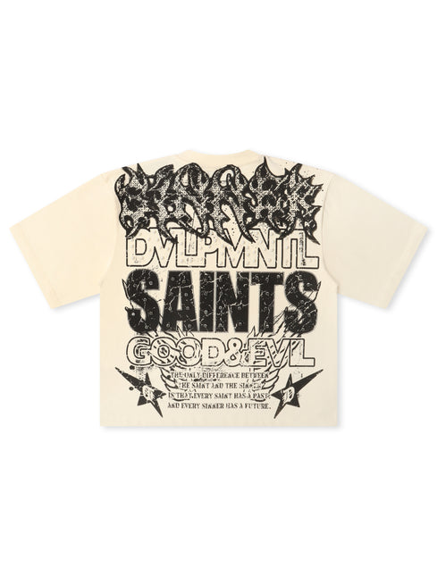 Rebel Denim Developmental Saints Cropped Tee - Cream - Denim Exchange