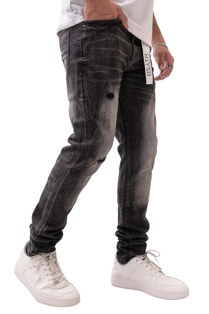 Premium Disaster Classic Skinny Stretch Denim Jeans - Black Stone
