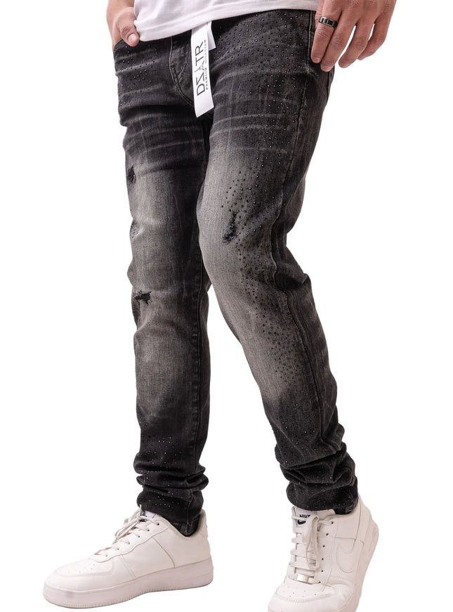 Premium Disaster Classic Skinny Stretch Denim Jeans - Black Stone