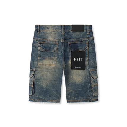 Exit Apparel Cargo Denim Shorts - Blue - denim exchange