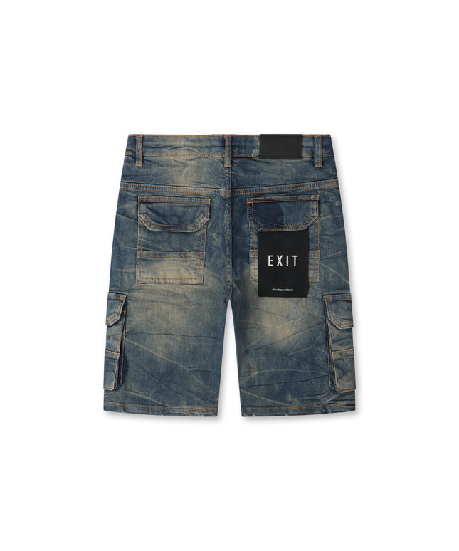 Exit Apparel Cargo Denim Shorts - Blue