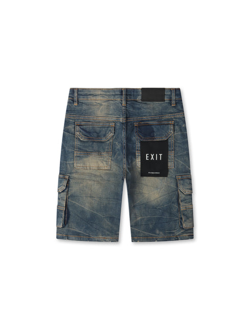 Exit Apparel Cargo Denim Shorts - Blue - denim exchange