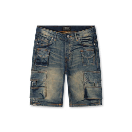Exit Apparel Cargo Denim Shorts - Blue - denim exchange