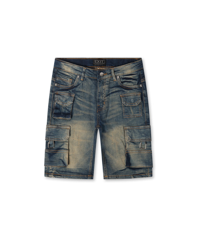 Exit Apparel Cargo Denim Shorts - Blue