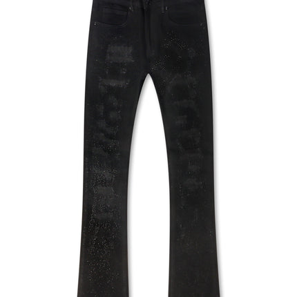 Waimea Rhinestone Stacked Fit Jeans - Jet Black