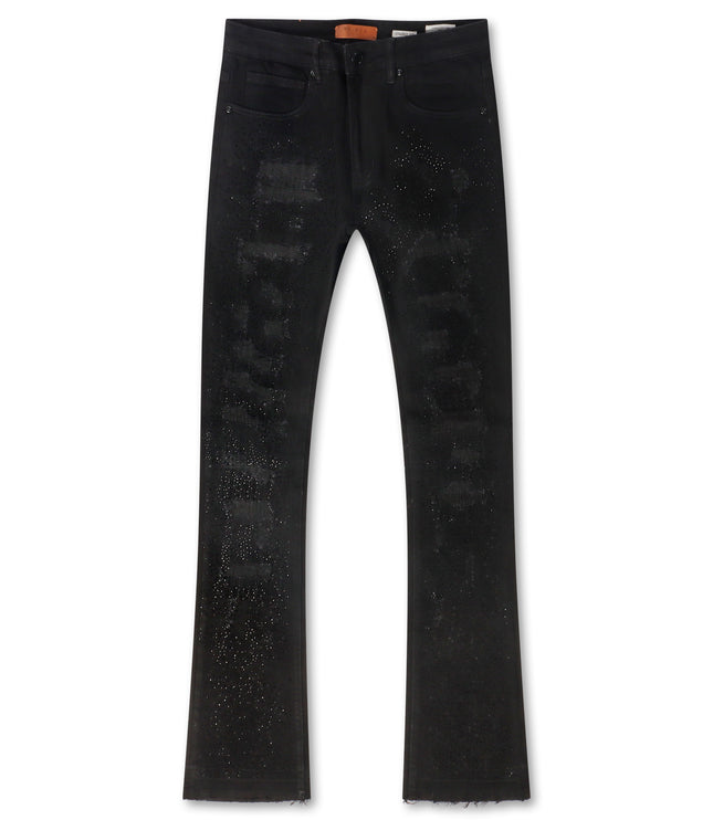 Waimea Rhinestone Stacked Fit Jeans - Jet Black
