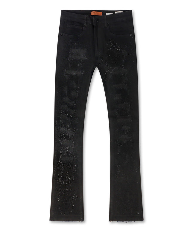 Waimea Rhinestone Stacked Fit Jeans - Jet Black