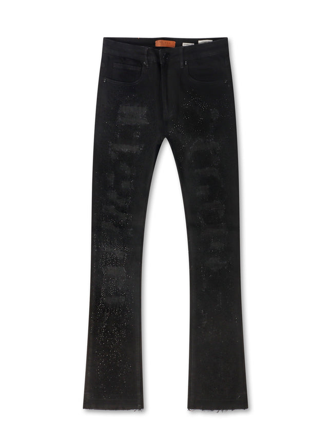 Waimea Rhinestone Stacked Fit Jeans - Jet Black