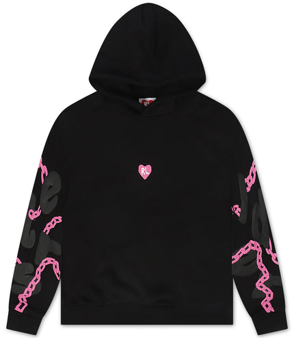 Red Letters None But Scattered Hoodie - Black/Pink