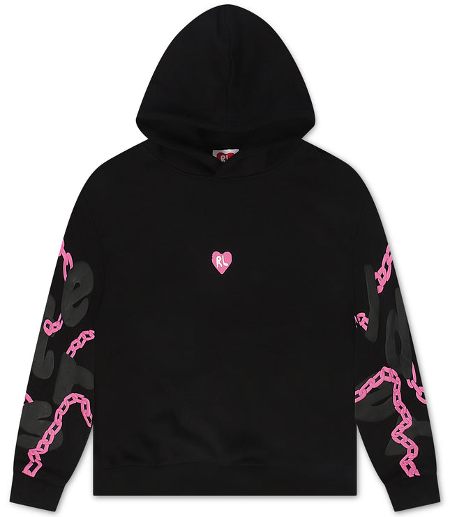 Red Letters None But Scattered Hoodie - Black/Pink