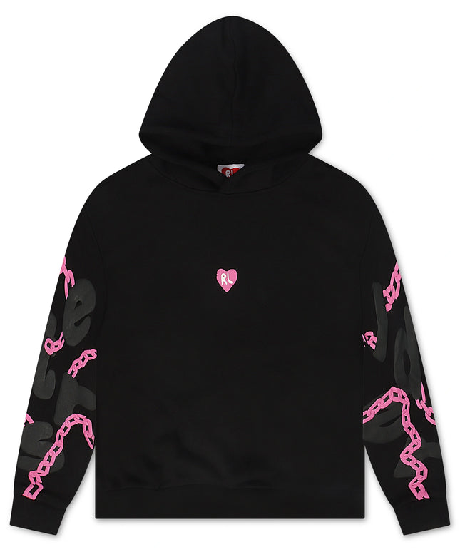 Red Letters None But Scattered Hoodie - Black/Pink