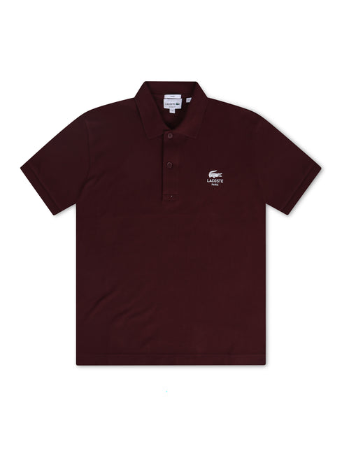 Lacoste Signature Print Polo Shirt - Bordeaux