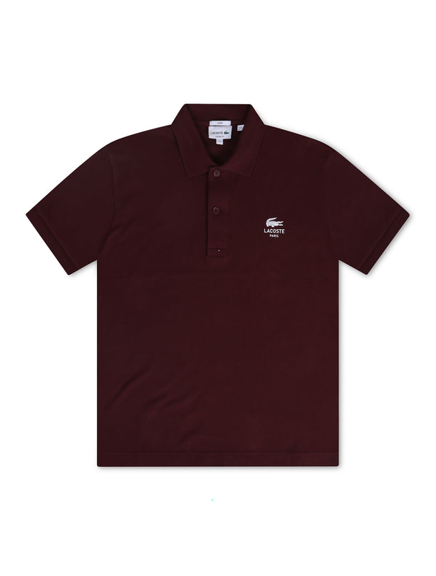 Lacoste Signature Print Polo Shirt - Bordeaux