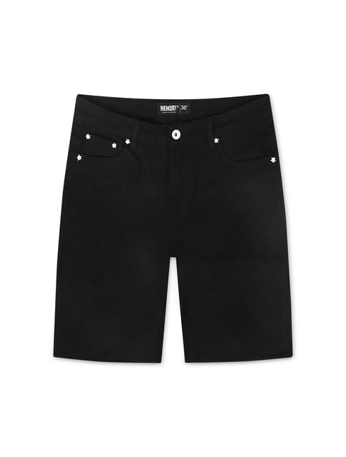Memory Lane Monogram Denim Short - Black Rinse