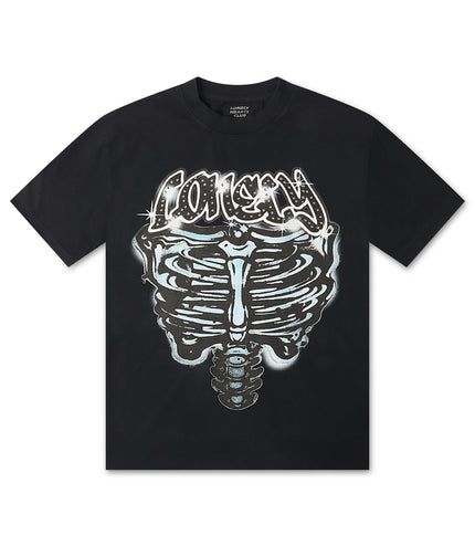 Lonely Hearts Club Heart and Soul Cropped Premium Rhinestone Tee - Black Edge
