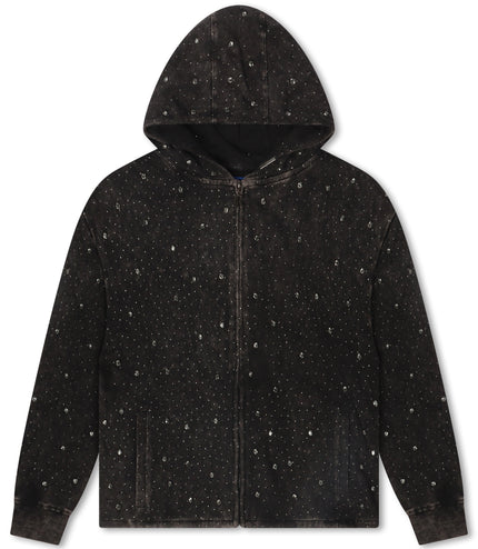 Rebel Denim Diamond Hoodie - Ash Black