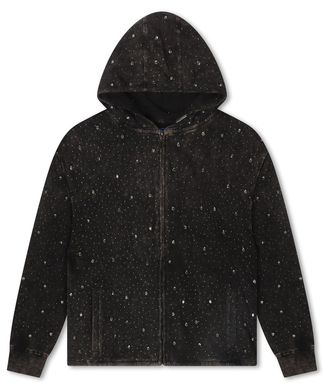 Rebel Denim Diamond Hoodie - Ash Black