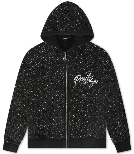 Prestige Diamond Zip Hoodie - Black