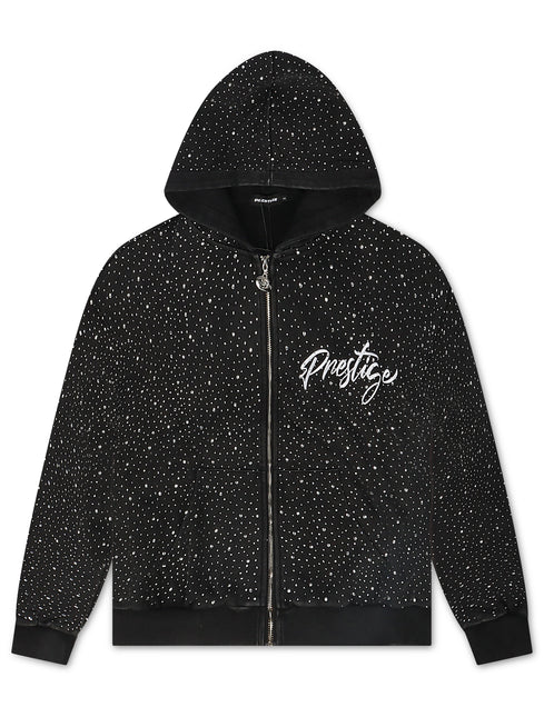 Prestige Diamond Zip Hoodie - Black