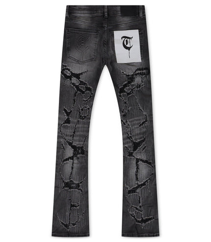 TRNCHS THUNDER STACKED JEANS - BLACK TRNCHS