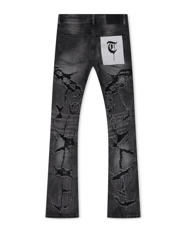 TRNCHS THUNDER STACKED JEANS - BLACK TRNCHS