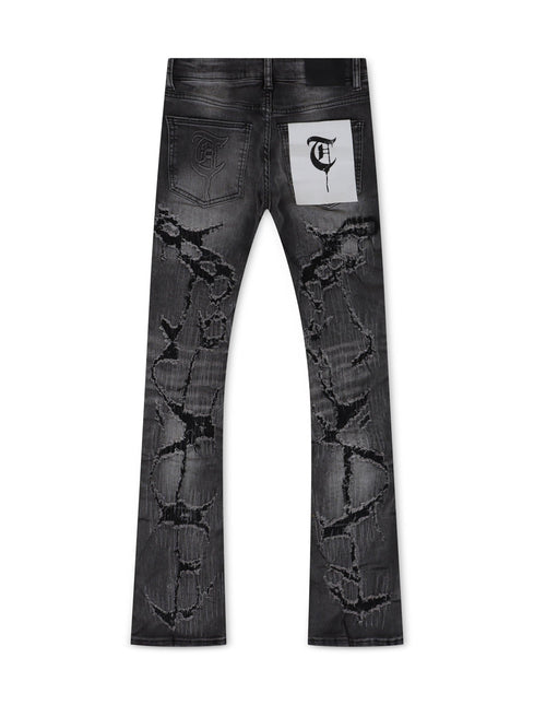 TRNCHS THUNDER STACKED JEANS - BLACK TRNCHS