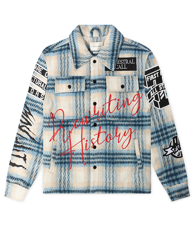 First Row Sherpa Flannel Jacket - Blue