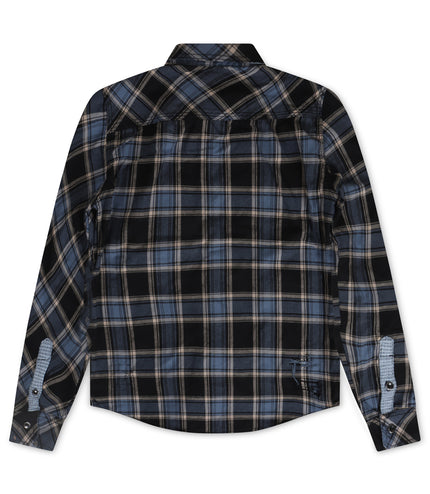 Smugglers Moon Button Up Woven Top - Blue Plaid