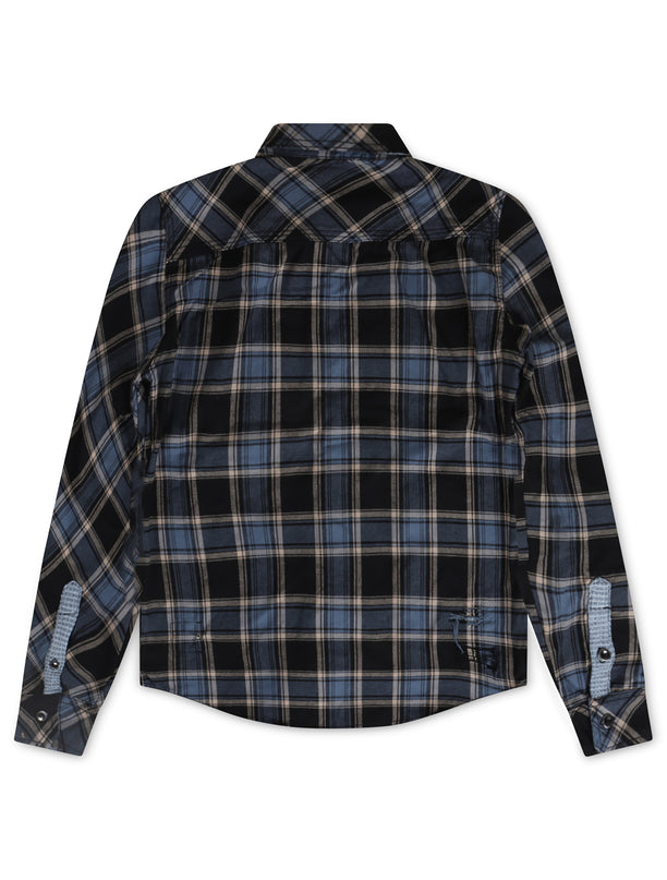 Smugglers Moon Button Up Woven Top - Blue Plaid