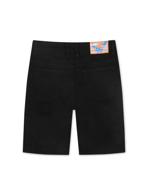 Memory Lane Monogram Denim Short - Black Rinse