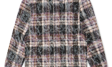 Rebel Denim Rhinestone Flannel - Plum