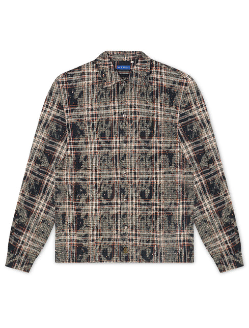 Rebel Denim Rhinestone Flannel - Navy