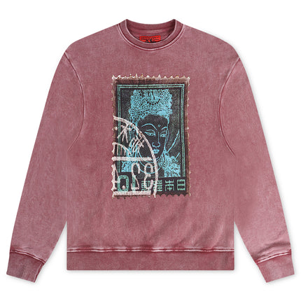 Vicious Denim Graphic Crewneck - Acid Burgundy