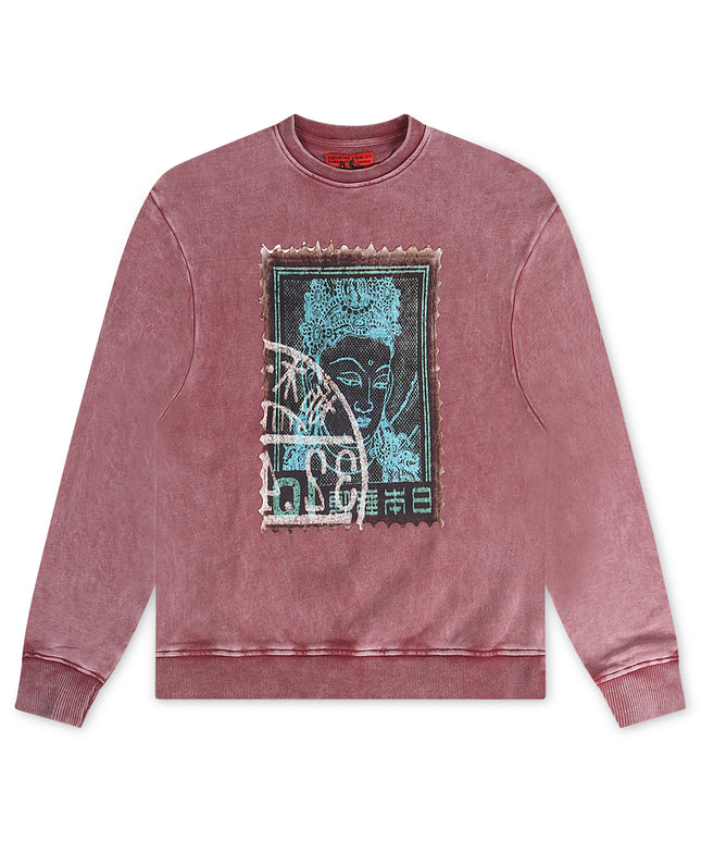 Vicious Denim Graphic Crewneck - Acid Burgundy