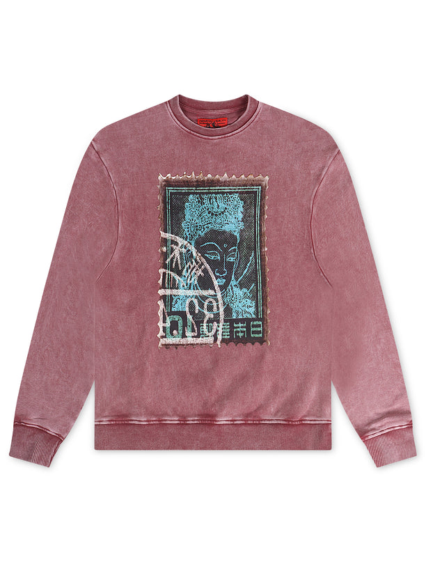 Vicious Denim Graphic Crewneck - Acid Burgundy