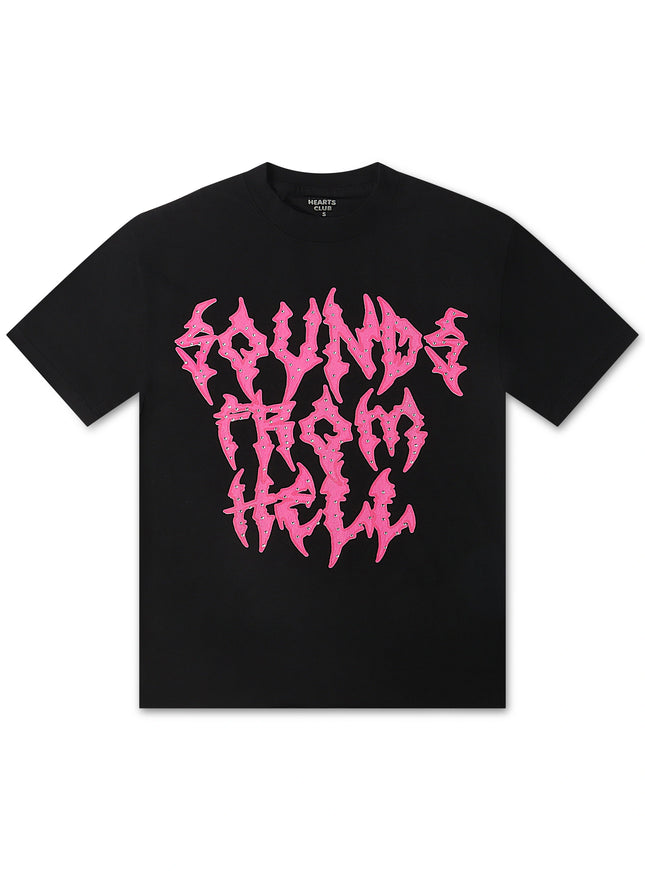 Lonely Hearts Club Sounds From Hell Premium Rhinestone T-Shirt - Black - Denim Exchange