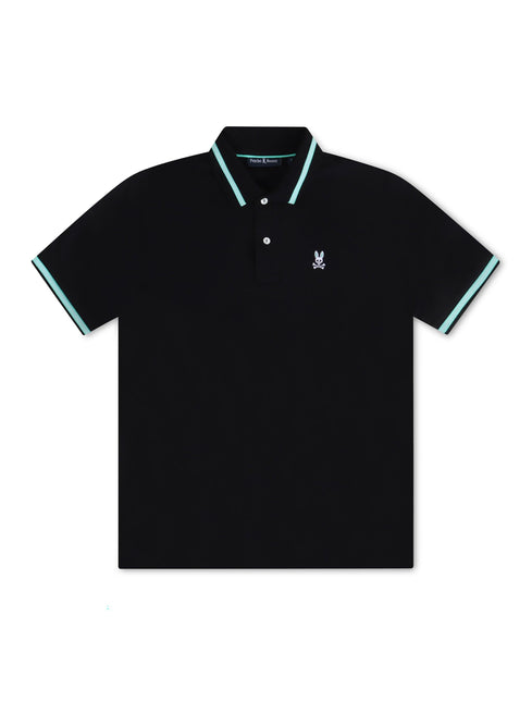 PSYCHO BUNNY IRVING PIQUE POLO - BLACK PSYCHO BUNNY