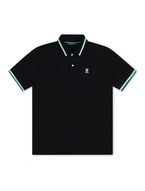 PSYCHO BUNNY IRVING PIQUE POLO - BLACK PSYCHO BUNNY