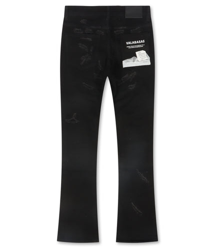 Valabasas Driftwood Stacked Denim Jean - Jet Black