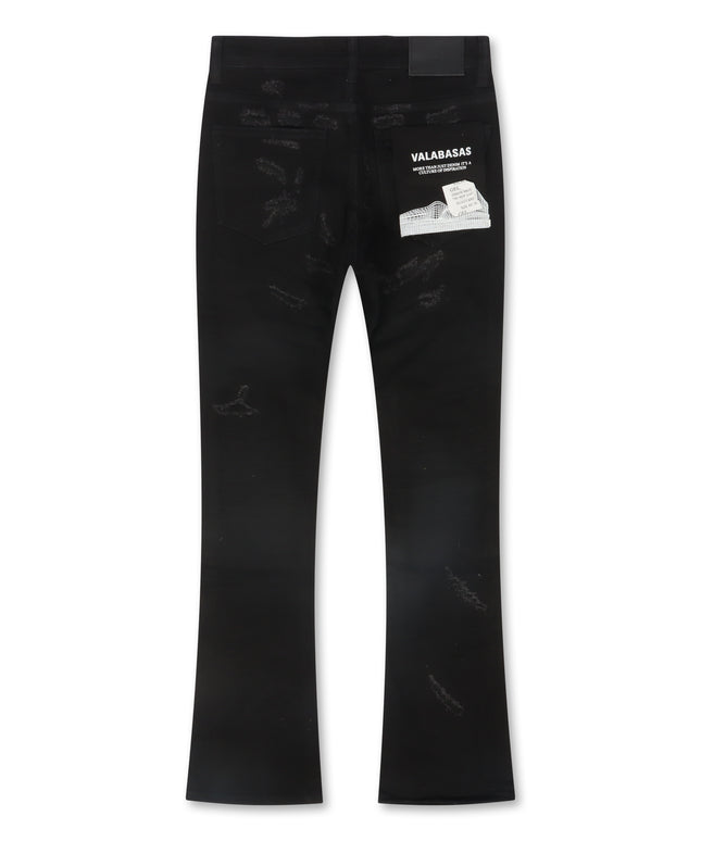 Valabasas Driftwood Stacked Denim Jean - Jet Black