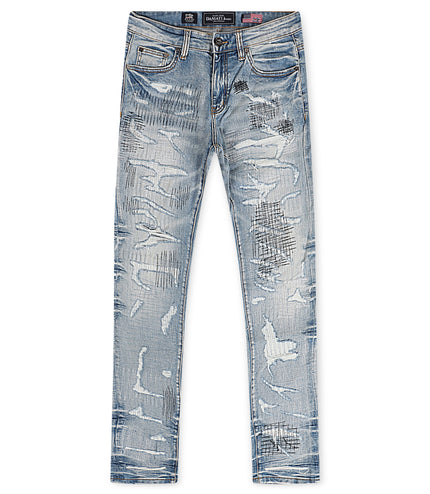 Damati Distressed Slim Fit Jeans - Light Blue