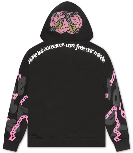 Red Letters None But Scattered Hoodie - Black/Pink