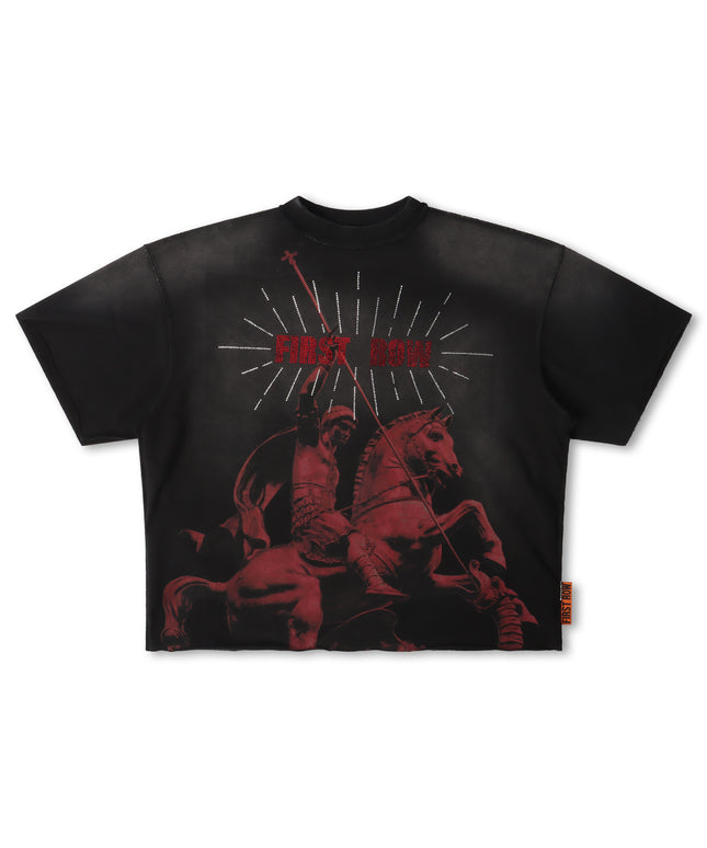 First Row Cropped Mini Terry Tee - Black