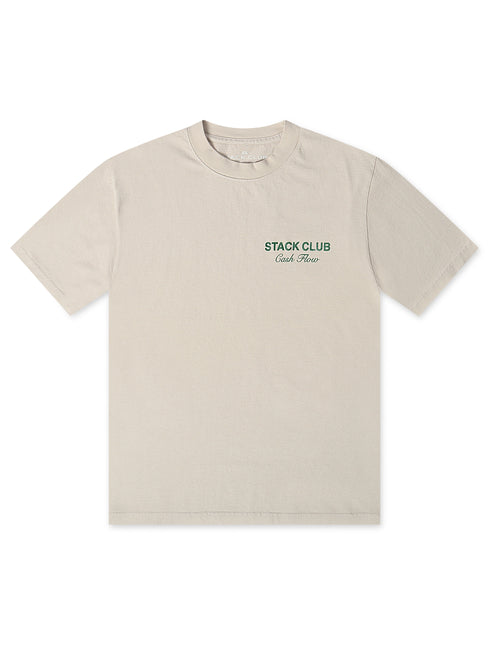 Stack Club Cash Flow Heavyweight Tee - Cream/Green - denim exchange